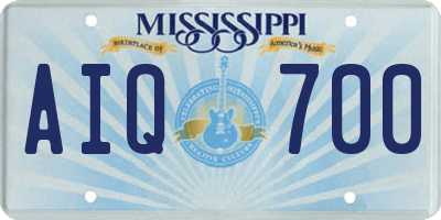 MS license plate AIQ700