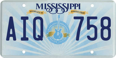 MS license plate AIQ758