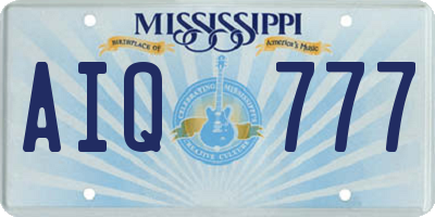 MS license plate AIQ777