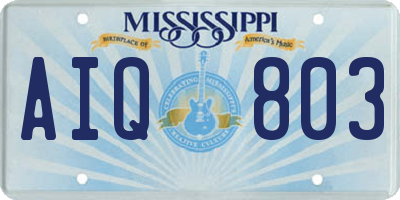 MS license plate AIQ803