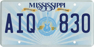MS license plate AIQ830
