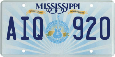 MS license plate AIQ920