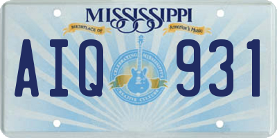 MS license plate AIQ931