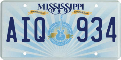 MS license plate AIQ934