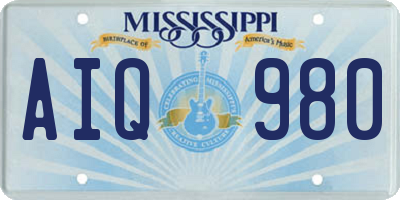 MS license plate AIQ980