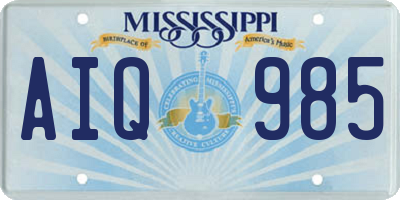 MS license plate AIQ985