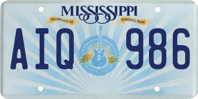 MS license plate AIQ986