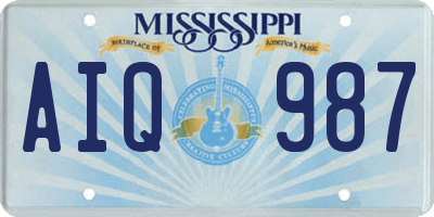 MS license plate AIQ987