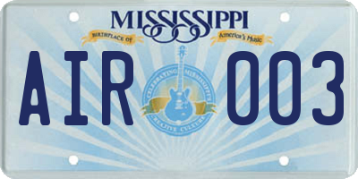 MS license plate AIR003