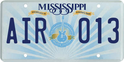 MS license plate AIR013