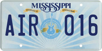 MS license plate AIR016