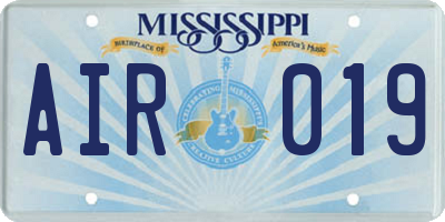 MS license plate AIR019