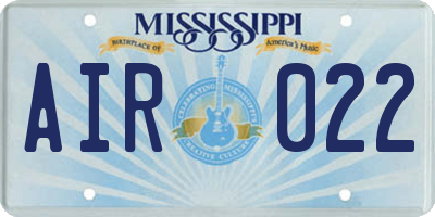 MS license plate AIR022