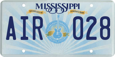MS license plate AIR028