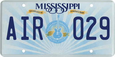 MS license plate AIR029
