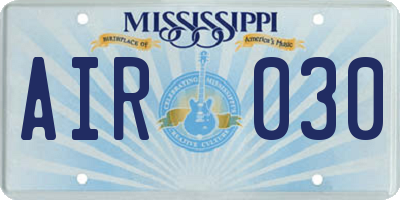 MS license plate AIR030