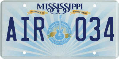 MS license plate AIR034