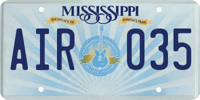 MS license plate AIR035