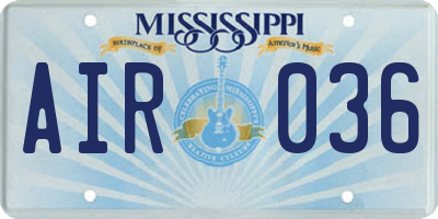 MS license plate AIR036