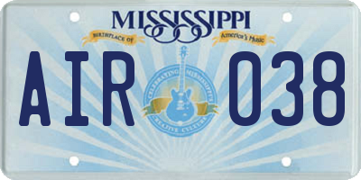 MS license plate AIR038