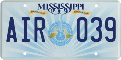 MS license plate AIR039