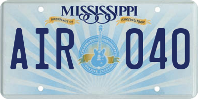 MS license plate AIR040