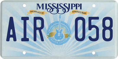 MS license plate AIR058