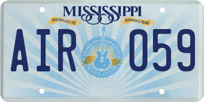 MS license plate AIR059