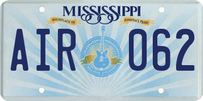 MS license plate AIR062