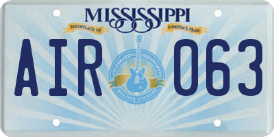 MS license plate AIR063