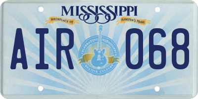 MS license plate AIR068