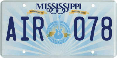 MS license plate AIR078