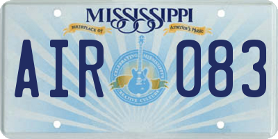 MS license plate AIR083