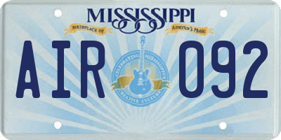 MS license plate AIR092