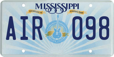 MS license plate AIR098
