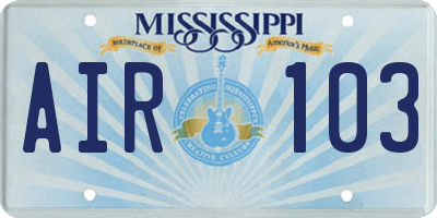 MS license plate AIR103
