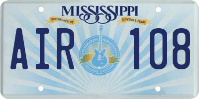 MS license plate AIR108