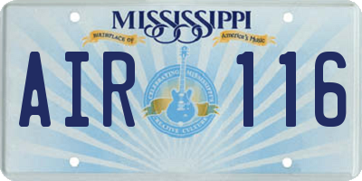 MS license plate AIR116