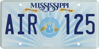MS license plate AIR125