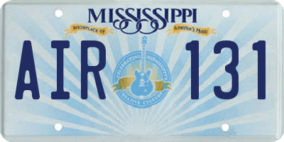 MS license plate AIR131