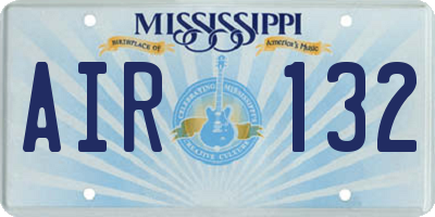 MS license plate AIR132