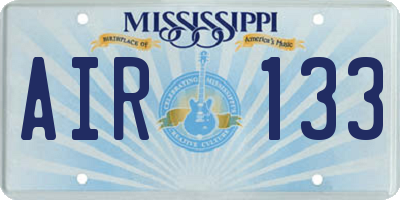 MS license plate AIR133