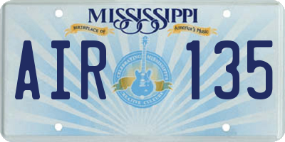 MS license plate AIR135