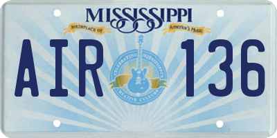 MS license plate AIR136