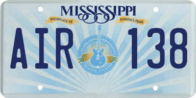 MS license plate AIR138