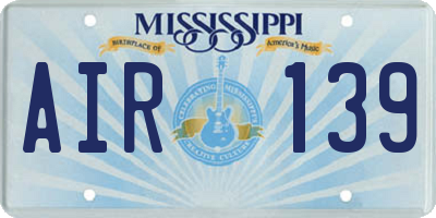 MS license plate AIR139