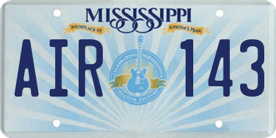 MS license plate AIR143