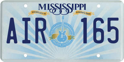 MS license plate AIR165