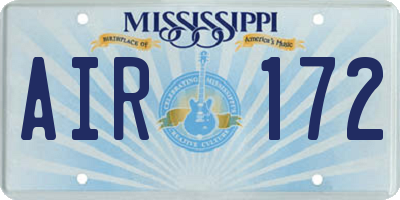 MS license plate AIR172