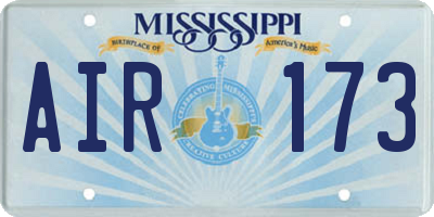 MS license plate AIR173